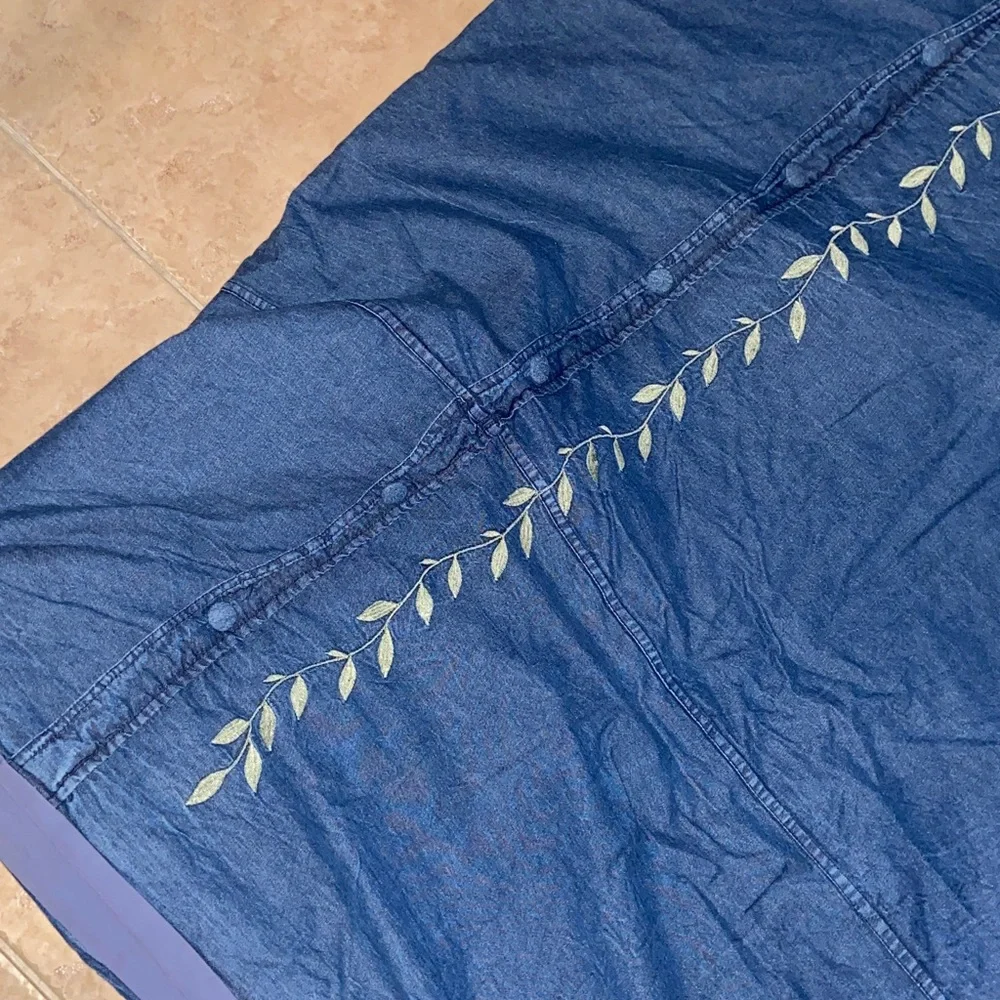 Vintage Smith & Johnson dry goods denim with ivy vine embroidered duvet cover